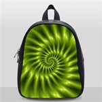 Glossy Lime Green Spiral Fractal  School Bag (Small)