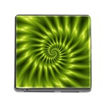 Glossy Lime Green Spiral Fractal  Memory Card Reader (Square)