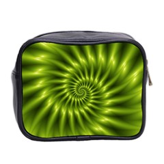 Glossy Lime Green Spiral Fractal  Mini Toiletries Bag (Two Sides) from ArtsNow.com Back