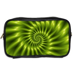 Glossy Lime Green Spiral Fractal  Toiletries Bag (Two Sides) from ArtsNow.com Back