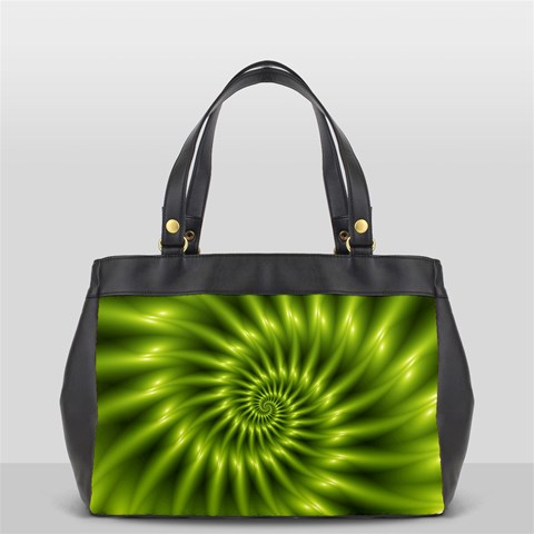 Glossy Lime Green Spiral Fractal  Oversize Office Handbag from ArtsNow.com Front