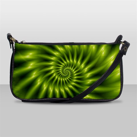 Glossy Lime Green Spiral Fractal  Shoulder Clutch Bag from ArtsNow.com Front