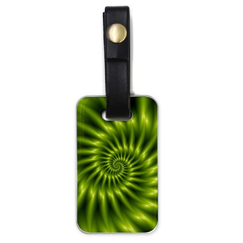 Glossy Lime Green Spiral Fractal  Luggage Tag (one side) from ArtsNow.com Front