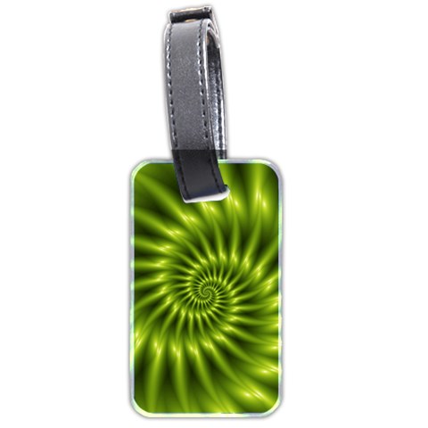 Glossy Lime Green Spiral Fractal  Luggage Tag (two sides) from ArtsNow.com Back