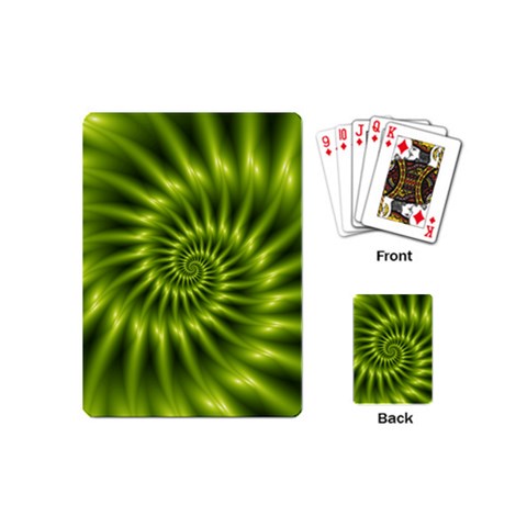 Glossy Lime Green Spiral Fractal  Playing Cards (Mini) from ArtsNow.com Back