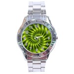 Glossy Lime Green Spiral Fractal  Stainless Steel Analogue Watch