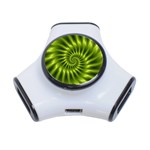 Glossy Lime Green Spiral Fractal  3-Port USB Hub