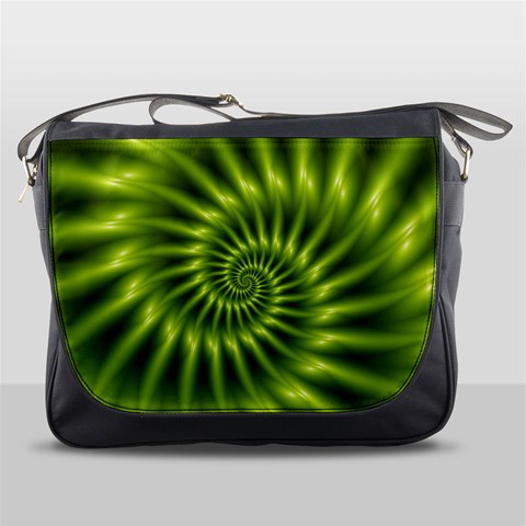 Glossy Lime Green Spiral Fractal  Messenger Bag from ArtsNow.com Front