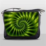 Glossy Lime Green Spiral Fractal  Messenger Bag