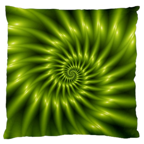 Glossy Lime Green Spiral Fractal  Large Cushion Case (One Side) from ArtsNow.com Front