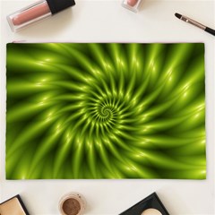 Glossy Lime Green Spiral Fractal  Cosmetic Bag (XXL) from ArtsNow.com Front