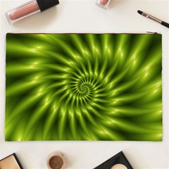 Glossy Lime Green Spiral Fractal  Cosmetic Bag (XXL) from ArtsNow.com Back