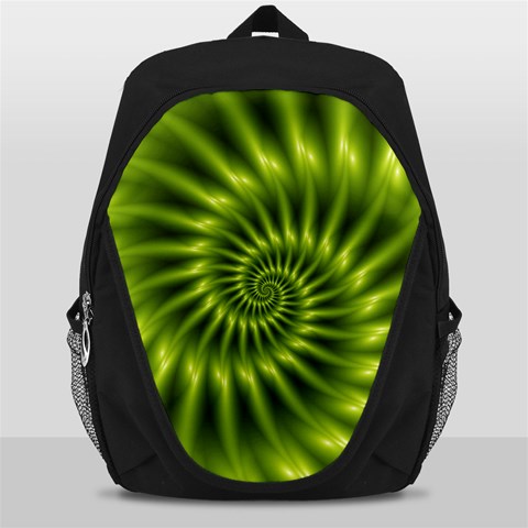 Glossy Lime Green Spiral Fractal  Backpack Bag from ArtsNow.com Front