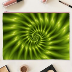 Glossy Lime Green Spiral Fractal  Cosmetic Bag (XXXL) from ArtsNow.com Front