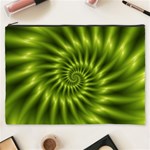 Glossy Lime Green Spiral Fractal  Cosmetic Bag (XXXL)