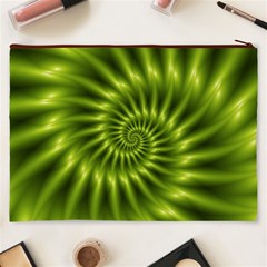 Glossy Lime Green Spiral Fractal  Cosmetic Bag (XXXL) from ArtsNow.com Back