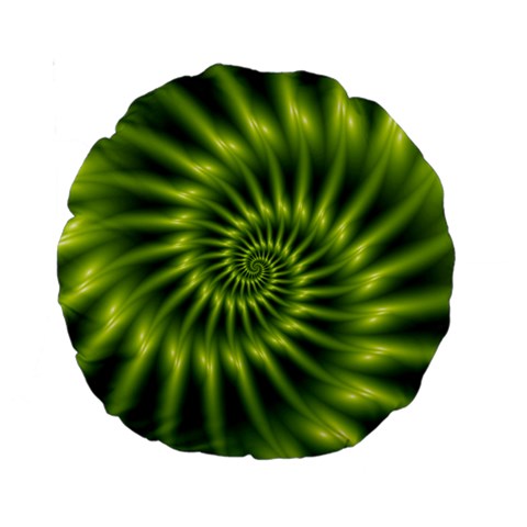 Glossy Lime Green Spiral Fractal  Standard 15  Premium Round Cushion  from ArtsNow.com Front