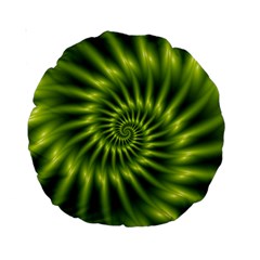 Glossy Lime Green Spiral Fractal  Standard 15  Premium Round Cushion  from ArtsNow.com Front