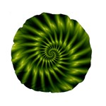 Glossy Lime Green Spiral Fractal  Standard 15  Premium Round Cushion 