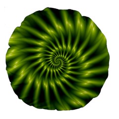 Glossy Lime Green Spiral Fractal  Large 18  Premium Round Cushion  from ArtsNow.com Front