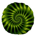 Glossy Lime Green Spiral Fractal  Large 18  Premium Round Cushion 