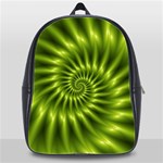 Glossy Lime Green Spiral Fractal  School Bag (XL)