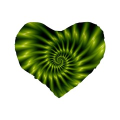 Glossy Lime Green Spiral Fractal  Standard 16  Premium Heart Shape Cushion  from ArtsNow.com Back