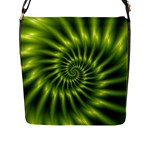 Glossy Lime Green Spiral Fractal  Flap Closure Messenger Bag (L)