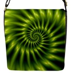 Glossy Lime Green Spiral Fractal  Flap Closure Messenger Bag (S)