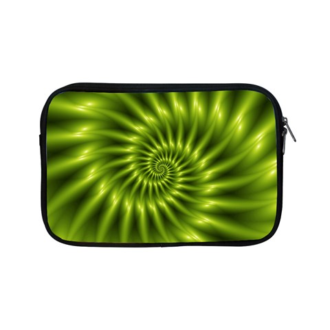 Glossy Lime Green Spiral Fractal  Apple iPad Mini Zipper Case from ArtsNow.com Front