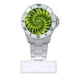 Glossy Lime Green Spiral Fractal  Plastic Nurses Watch