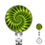 Glossy Lime Green Spiral Fractal  Stainless Steel Nurses Watch