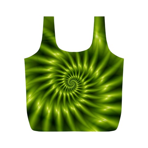 Glossy Lime Green Spiral Fractal  Full Print Recycle Bag (M) from ArtsNow.com Front