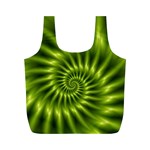 Glossy Lime Green Spiral Fractal  Full Print Recycle Bag (M)