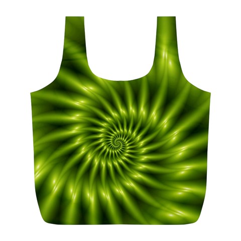 Glossy Lime Green Spiral Fractal  Full Print Recycle Bag (L) from ArtsNow.com Front