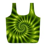 Glossy Lime Green Spiral Fractal  Full Print Recycle Bag (L)