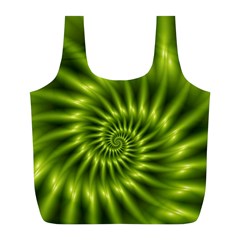 Glossy Lime Green Spiral Fractal  Full Print Recycle Bag (L) from ArtsNow.com Back