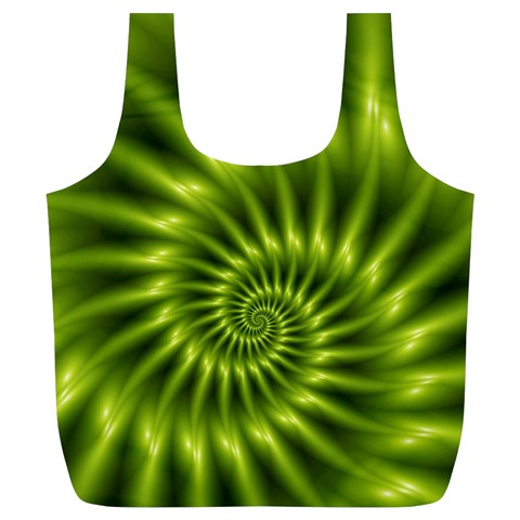 Glossy Lime Green Spiral Fractal  Full Print Recycle Bag (XL) from ArtsNow.com Front