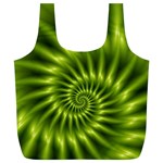 Glossy Lime Green Spiral Fractal  Full Print Recycle Bag (XL)