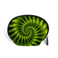 Glossy Lime Green Spiral Fractal  Accessory Pouch (Small) from ArtsNow.com Front