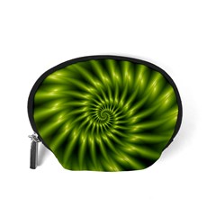 Glossy Lime Green Spiral Fractal  Accessory Pouch (Small) from ArtsNow.com Back