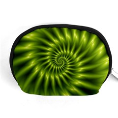 Glossy Lime Green Spiral Fractal  Accessory Pouch (Medium) from ArtsNow.com Front