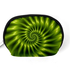 Glossy Lime Green Spiral Fractal  Accessory Pouch (Medium) from ArtsNow.com Back