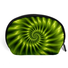 Glossy Lime Green Spiral Fractal  Accessory Pouch (Large) from ArtsNow.com Front