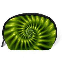 Glossy Lime Green Spiral Fractal  Accessory Pouch (Large) from ArtsNow.com Back