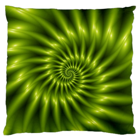 Glossy Lime Green Spiral Fractal  Standard Flano Cushion Case (One Side) from ArtsNow.com Front