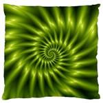 Glossy Lime Green Spiral Fractal  Large Flano Cushion Case (One Side)