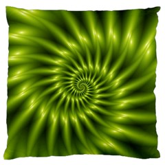 Glossy Lime Green Spiral Fractal  Large Flano Cushion Case (Two Sides) from ArtsNow.com Front