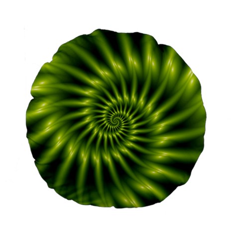 Glossy Lime Green Spiral Fractal  Standard 15  Premium Flano Round Cushion  from ArtsNow.com Back