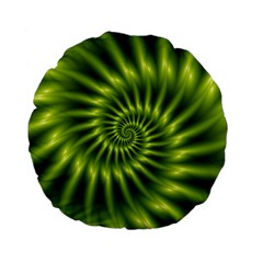 Glossy Lime Green Spiral Fractal  Standard 15  Premium Flano Round Cushion  from ArtsNow.com Back